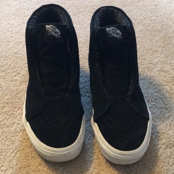 Vans Shoes - Vans - Black laceless high top velvet sneakers